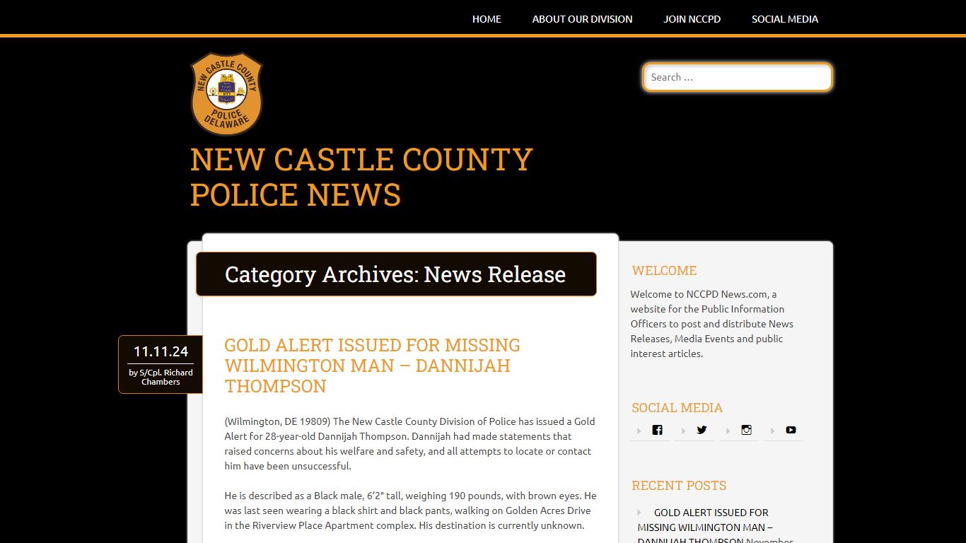 News Release – New Castle County Police News