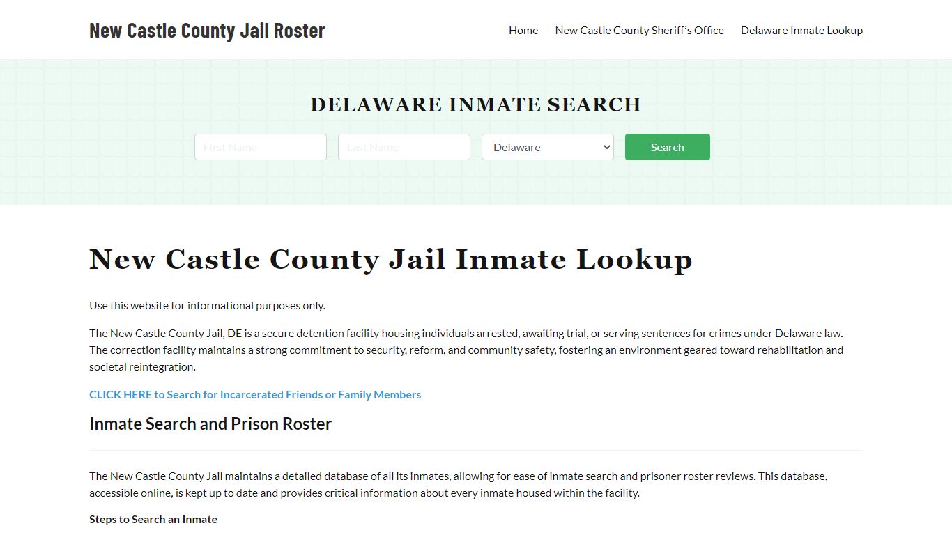 New Castle County Jail Roster Lookup, DE, Inmate Search