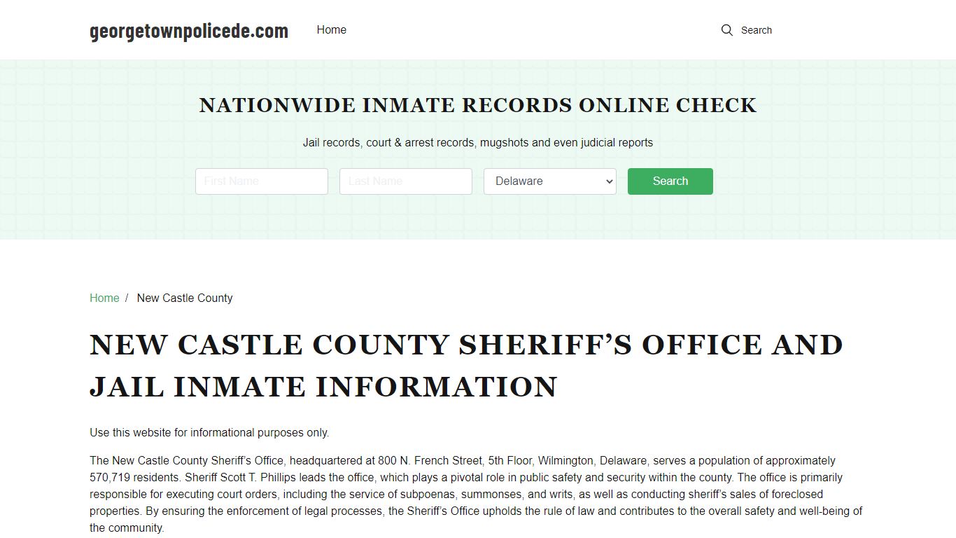 New Castle County Sheriff, DE, Jail Inmate Search, Recent Arrests