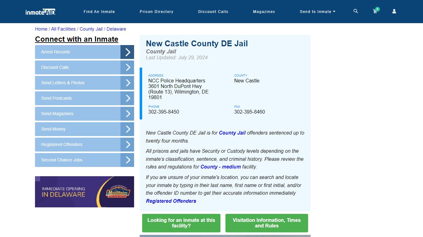 New Castle County DE Jail - Inmate Locator